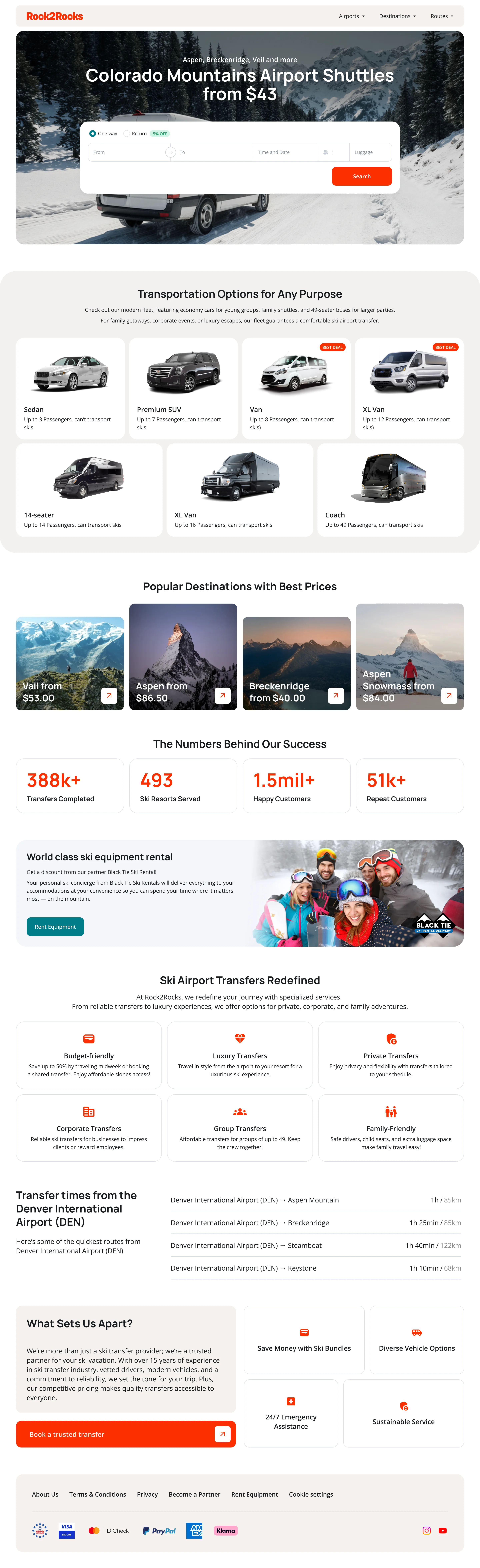 Rock2Rocks homepage, desktop