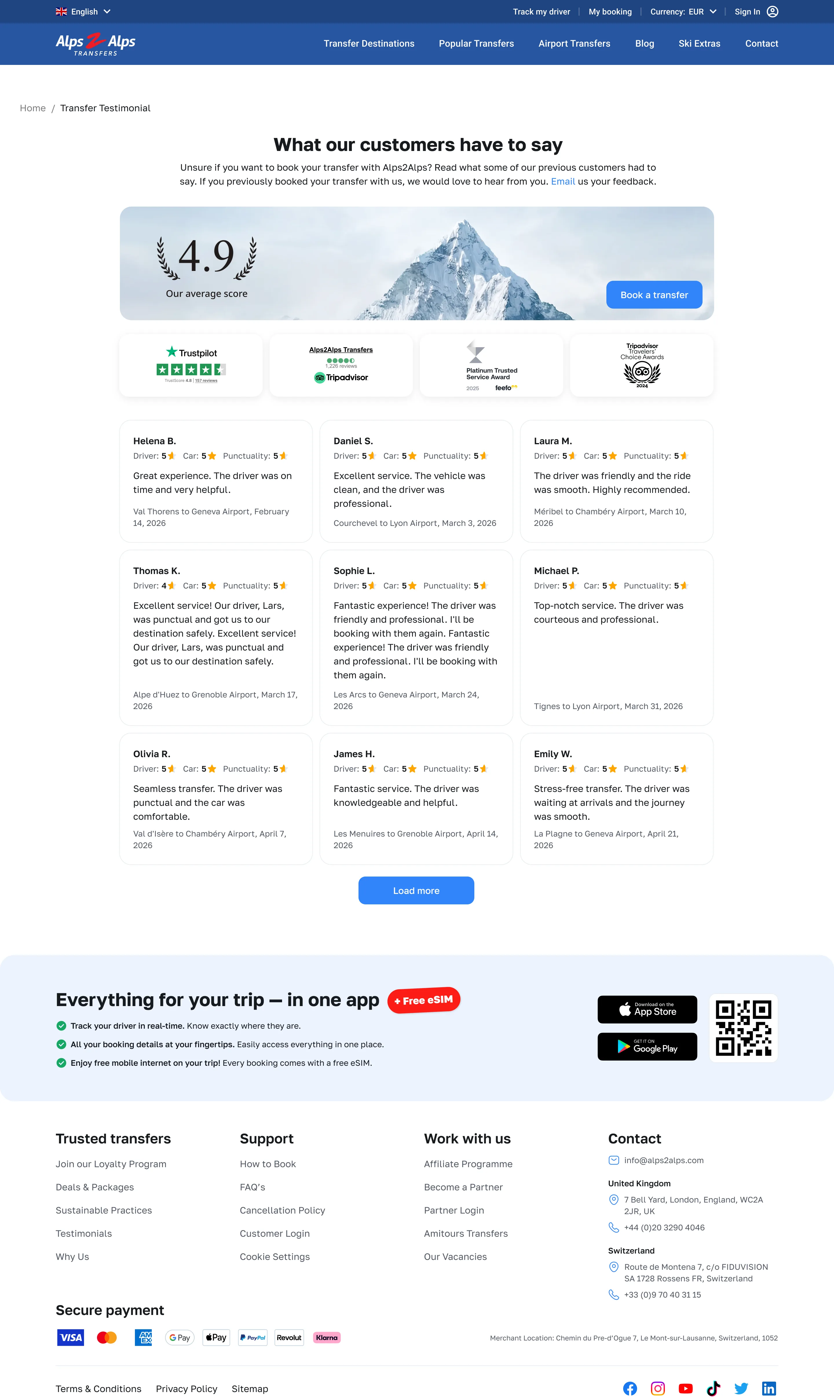 Testimonial page, desktop — Alps2Alps