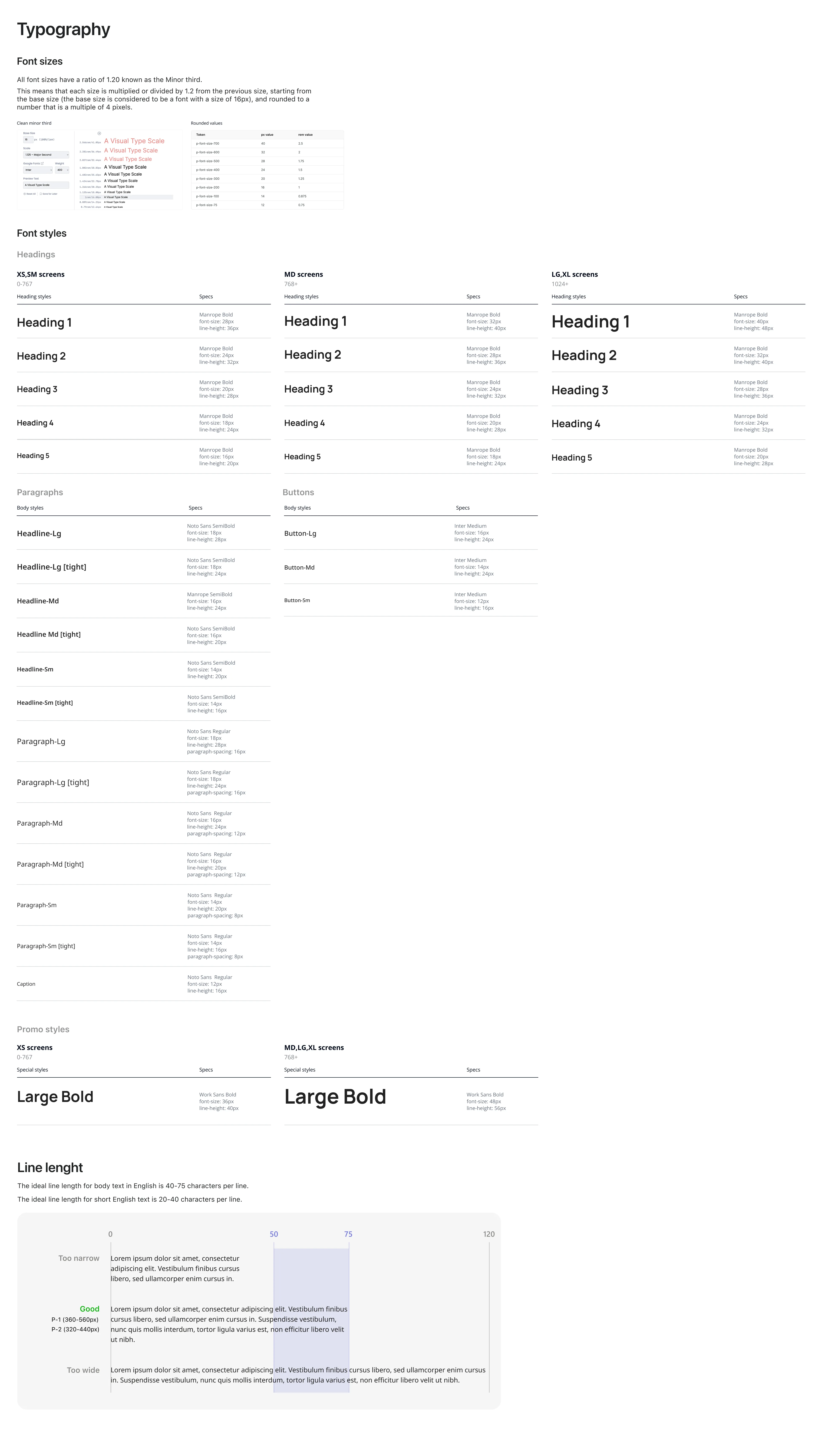 Design system — typography