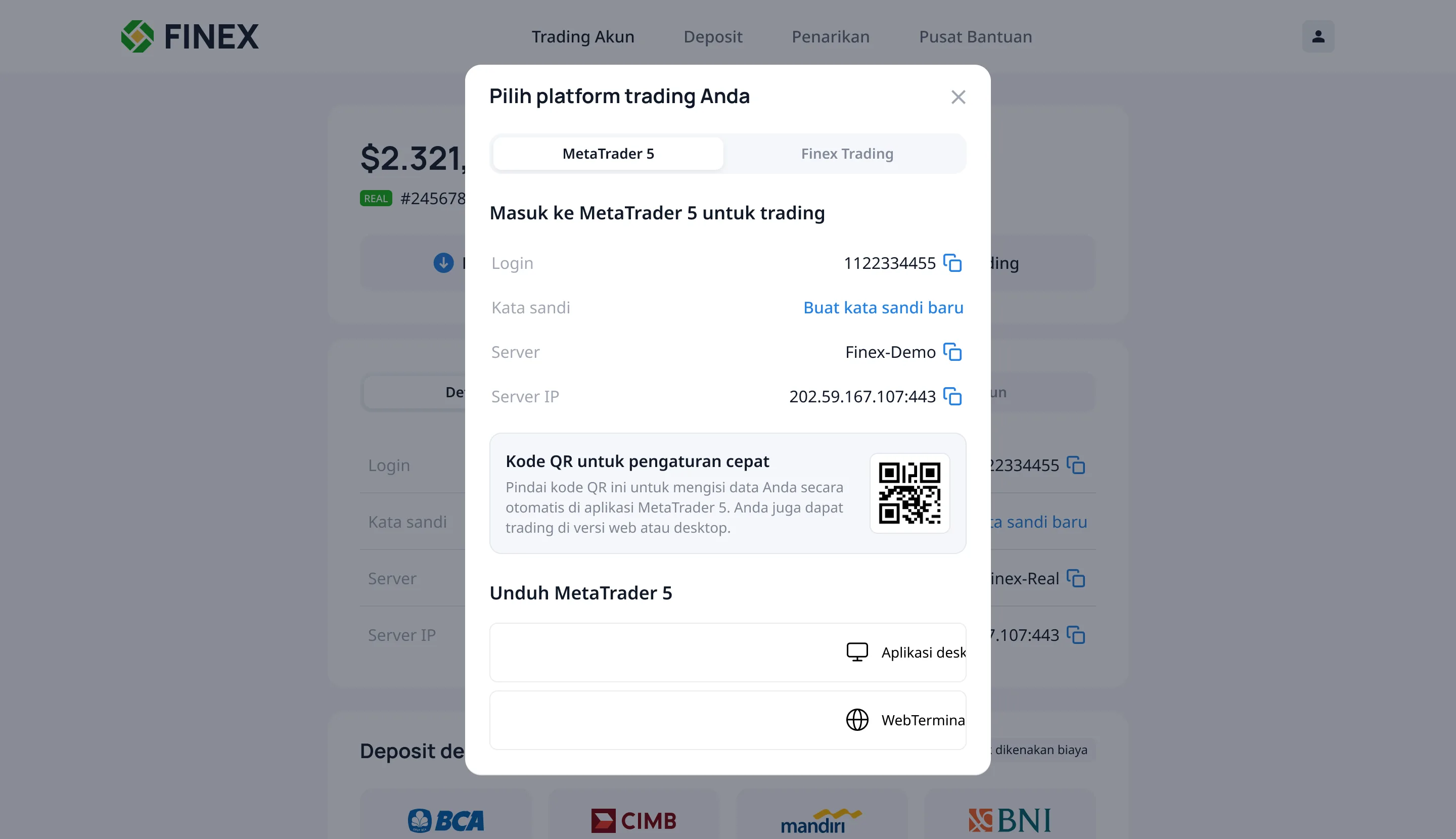 Dashboard account info, desktop