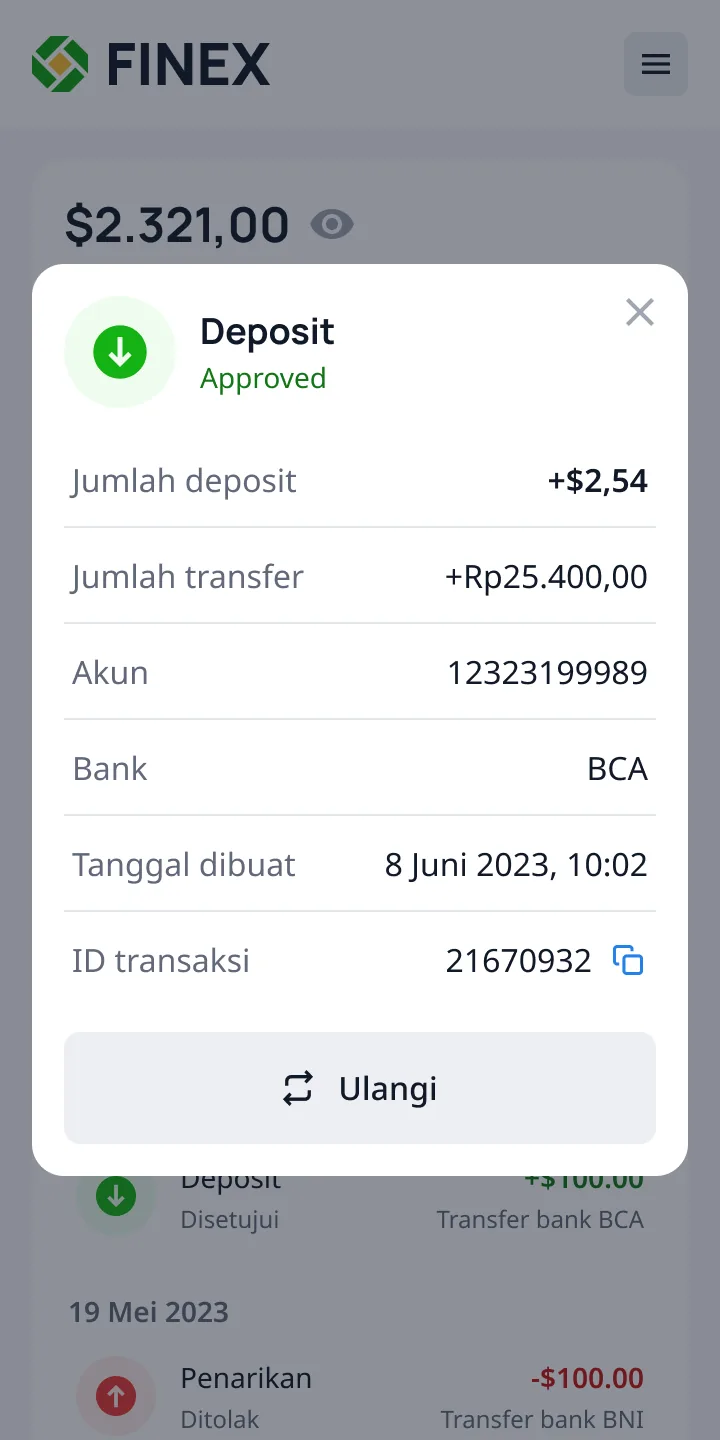 Dashboard transaction modal, mobile