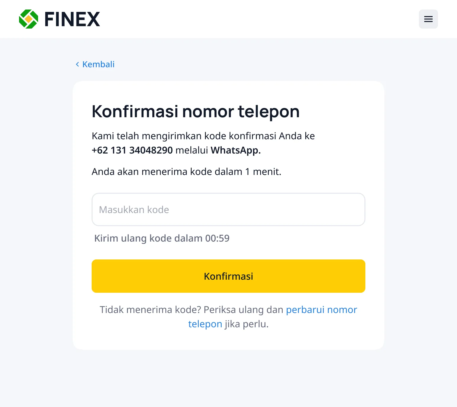 Phone confirmation, desktop