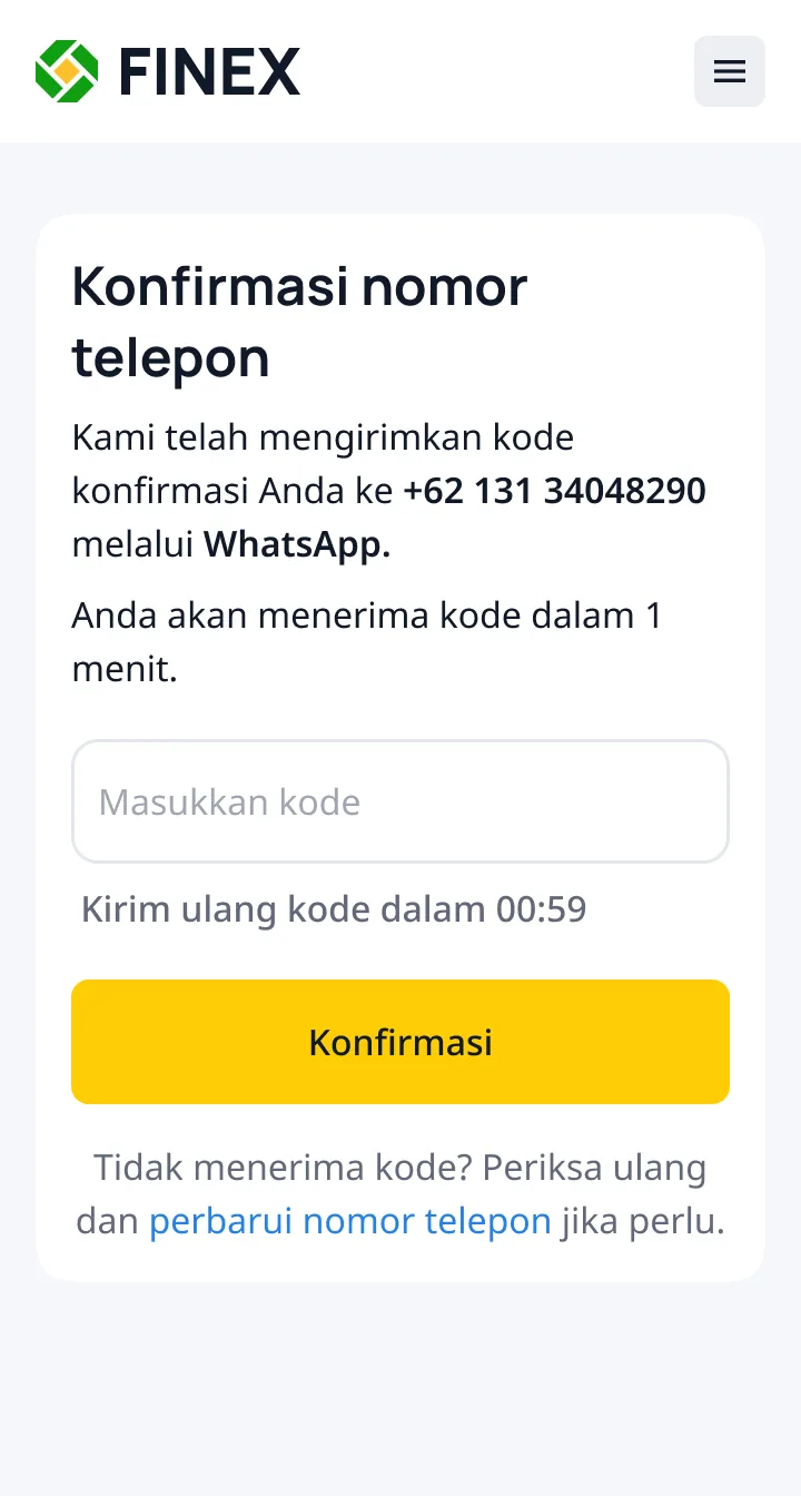 Phone confirmation, mobile