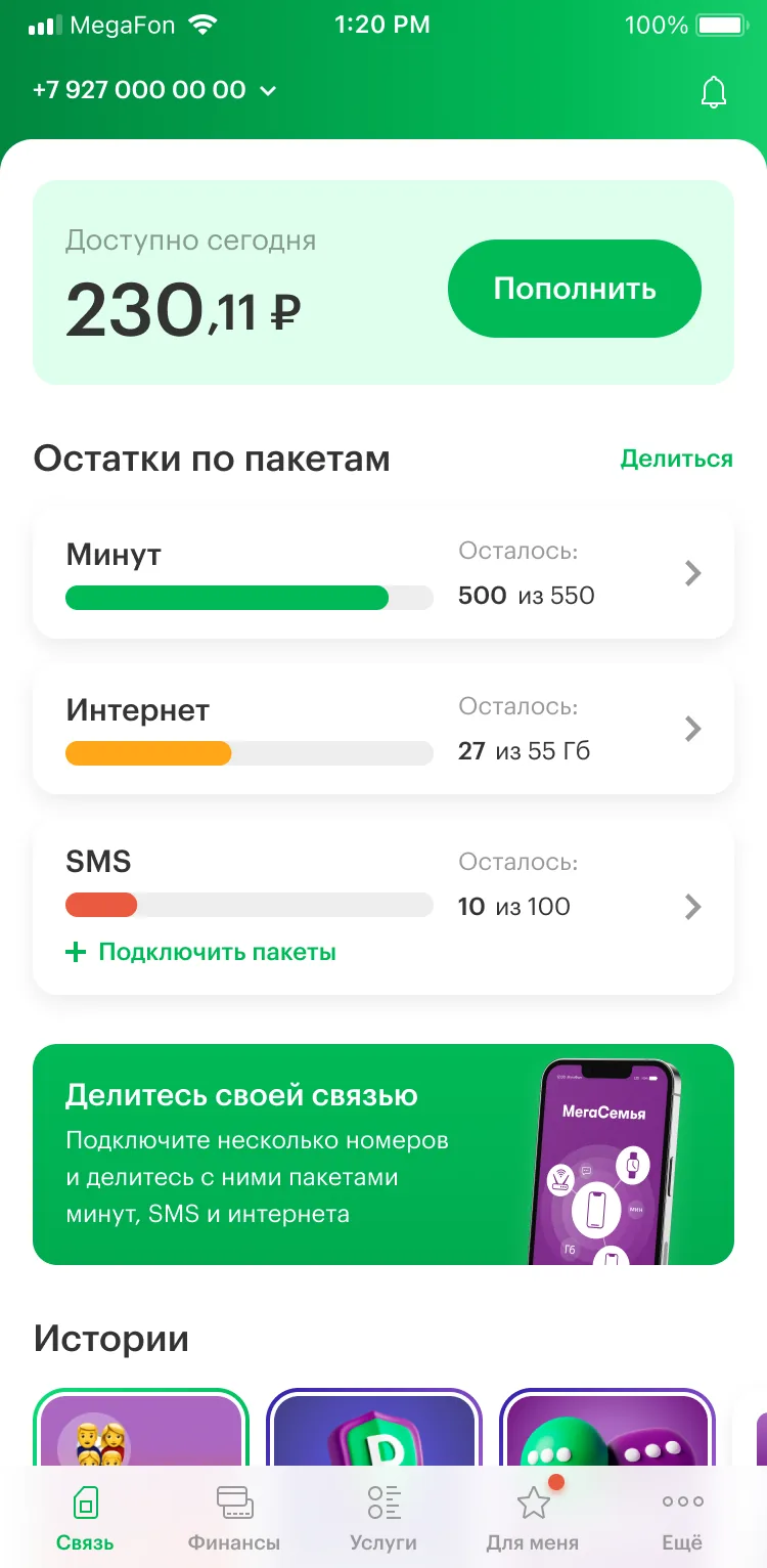 Mega Family main screen